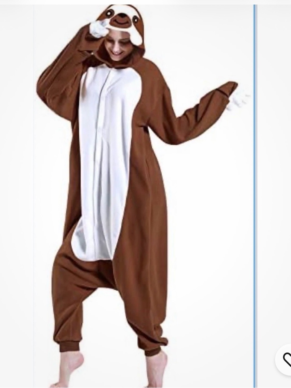 DOITNOW Sloth Pajamas Coplay Halloween Costume Brown Size S